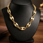 Aarvika Gold-Plated Luxe Oval Link Chain Necklace – model wearing