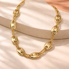Aarvika Gold-Plated Luxe Oval Link Chain Necklace – front view