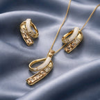 Aarvika Premium Luxe Ribbon Pendant Necklace & Earrings Set – side view