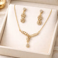Aarvika CZ Crystal Luxe Infinity Crystal Drop Necklace & Earrings Set – front view