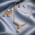 Aarvika CZ Crystal Luxe Infinity Crystal Drop Necklace & Earrings Set – flat lay