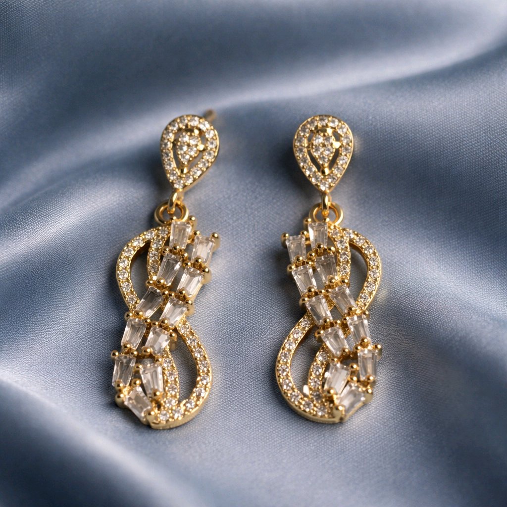 Aarvika CZ Crystal Luxe Infinity Crystal Drop Necklace & Earrings Set – close-up detail