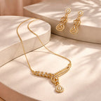 Aarvika CZ Crystal Luxe Infinity Crystal Drop Necklace & Earrings Set – side view