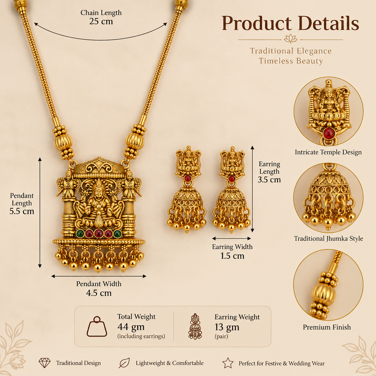 Aarvika Temple Jewellery Necklace Set