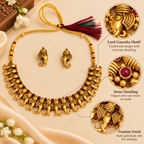 Aarvika Elephant Motif Necklace Set with Ruby Red Stones