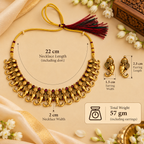 Aarvika Elephant Motif Necklace Set with Ruby Red Stones