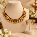 Aarvika Elephant Motif Necklace Set with Ruby Red Stones