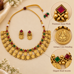 Aarvika Traditional Coin Necklace Set with Antique Gold Finish