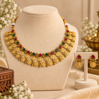 Aarvika Traditional Coin Necklace Set with Antique Gold Finish