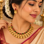Aarvika Traditional Coin Necklace Set with Antique Gold Finish