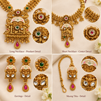 Aarvika Traditional Temple Jewellery Set Antique Gold Tone