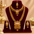 Aarvika Traditional Temple Jewellery Set Antique Gold Tone