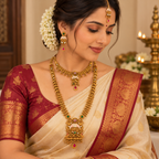 Aarvika Traditional Temple Jewellery Set Antique Gold Tone