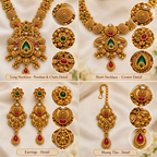 Aarvika Traditional Temple Jewellery Set with Long & Short Necklace