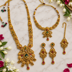 Aarvika Traditional Temple Jewellery Set with Long & Short Necklace