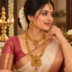 Aarvika Traditional Temple Jewellery Set with Long & Short Necklace