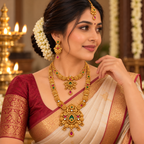 Aarvika Traditional Temple Jewellery Set with Long & Short Necklace