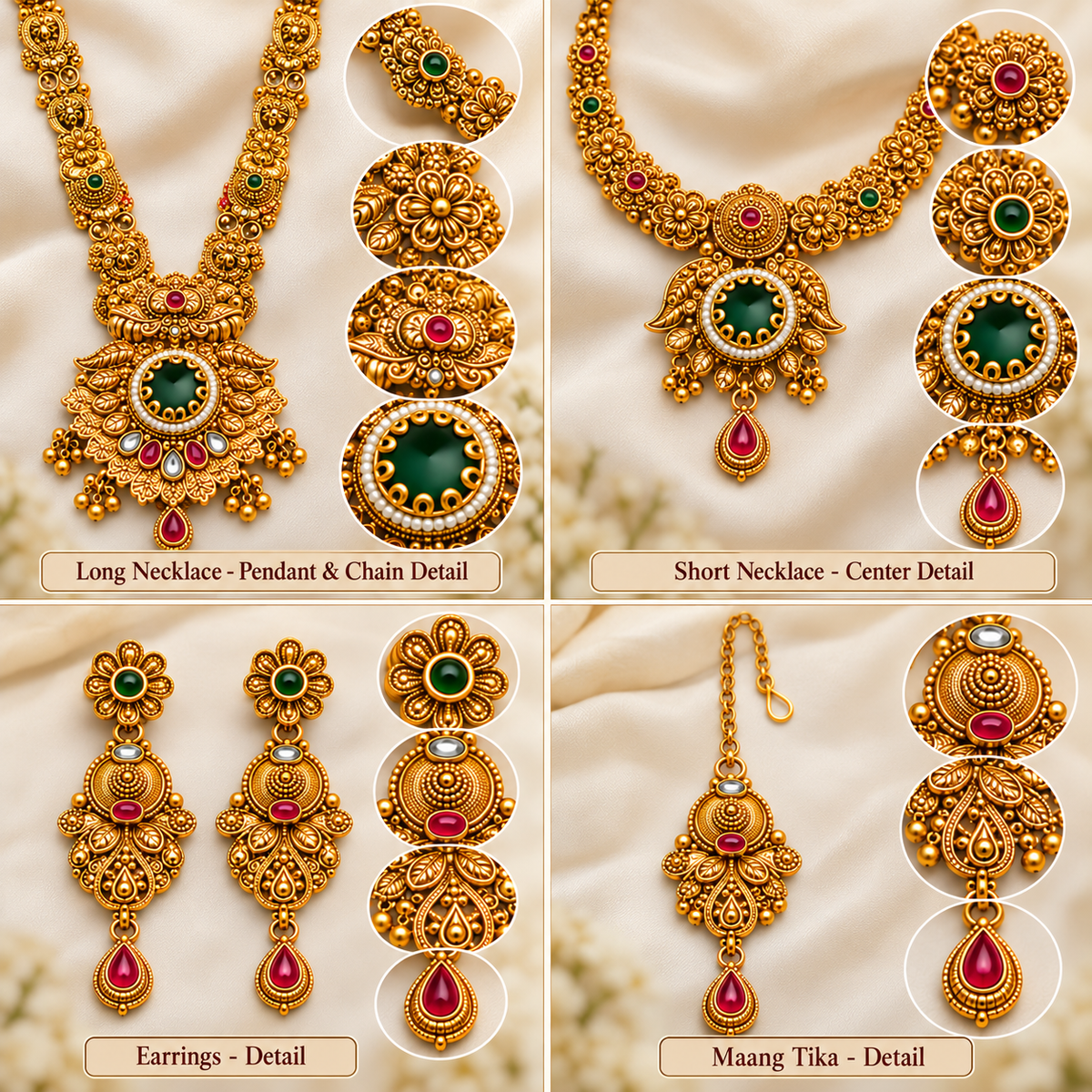 Aarvika Antique Gold Tone Bridal Traditional Jewellery Set