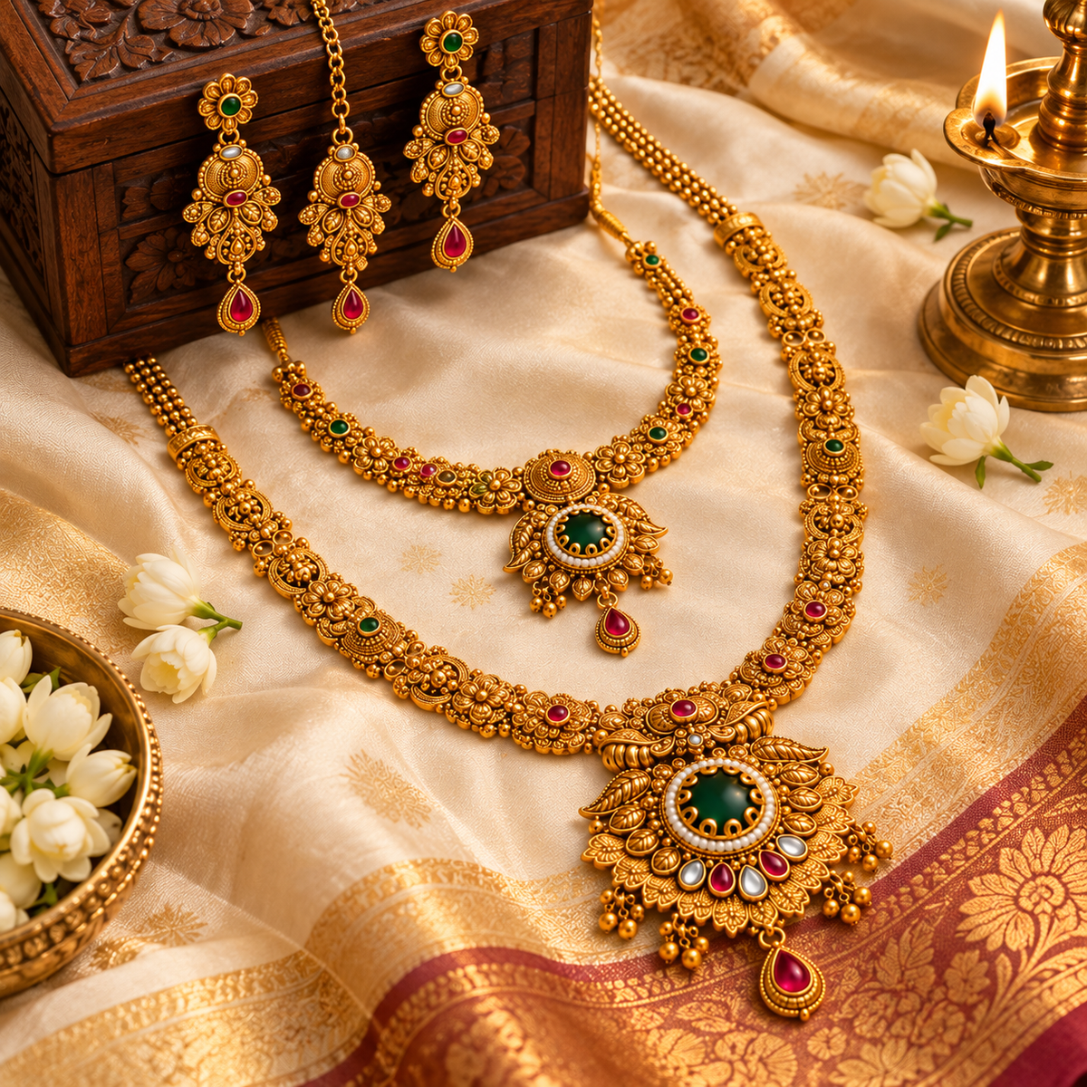 Aarvika Antique Gold Tone Bridal Traditional Jewellery Set