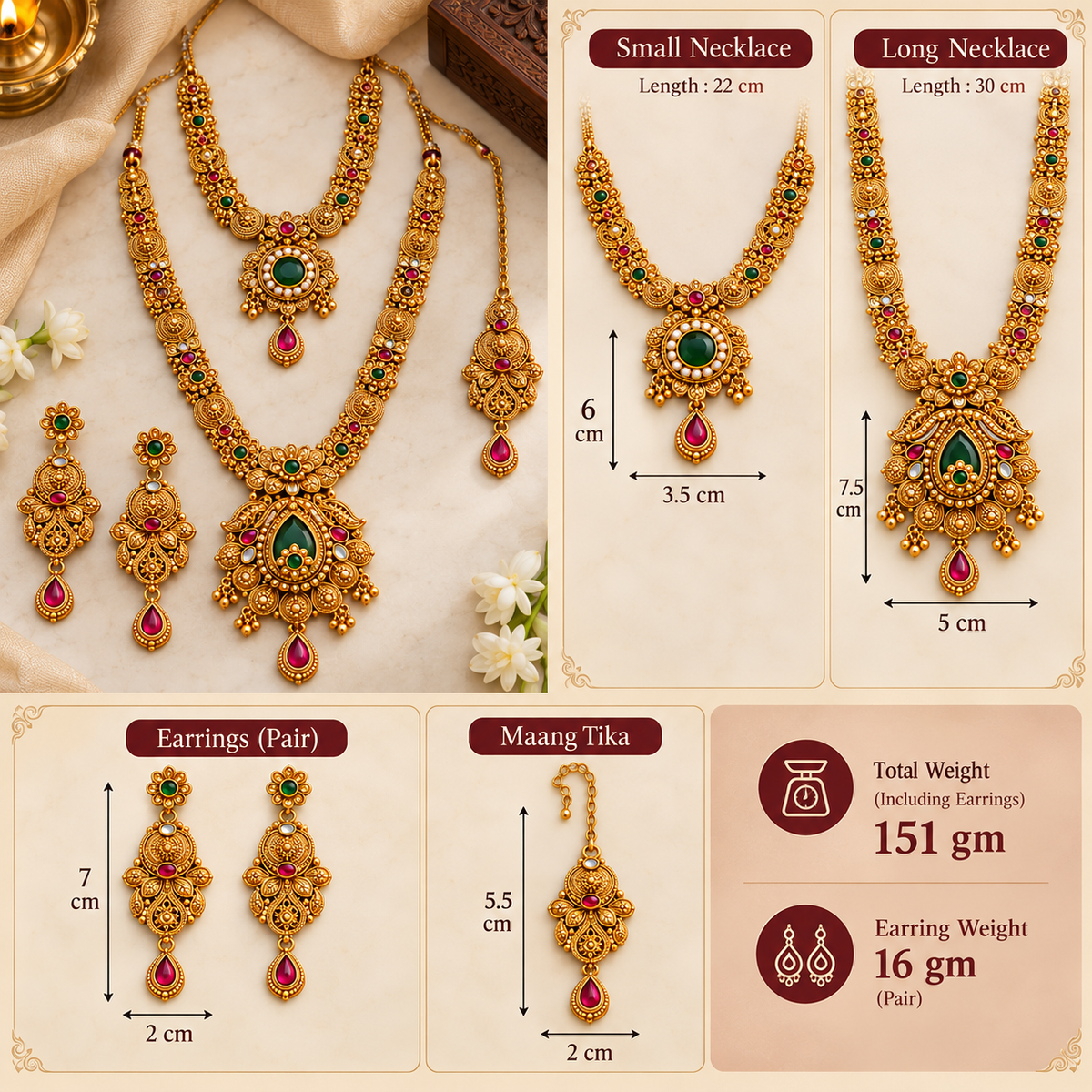 Aarvika Antique Gold Tone Bridal Traditional Jewellery Set