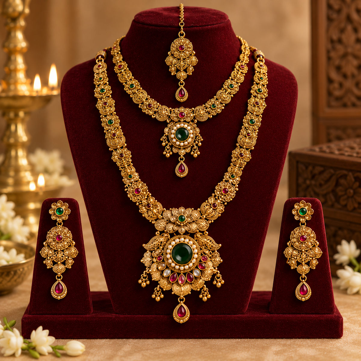 Aarvika Antique Gold Tone Bridal Traditional Jewellery Set