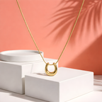 Aarvika 18K Gold-Plated U-Pendant Necklace – side view