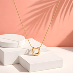 Aarvika 18K Gold-Plated U-Pendant Necklace – flat lay