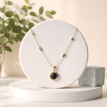 Aarvika 18K Gold-Plated Black Circle Pendant Necklace – front view