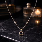 Aarvika 18K Gold-Plated Black Circle Pendant Necklace – model wearing