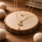 Aarvika 22K Gold-Plated 22K Gold Plated Double Layer Floral Drop Necklace – close-up detail