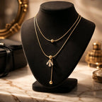 Aarvika 22K Gold-Plated 22K Gold Plated Double Layer Floral Drop Necklace – side view