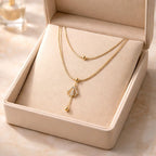 Aarvika 22K Gold-Plated 22K Gold Plated Double Layer Floral Drop Necklace – front view