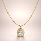Aarvika CZ Crystal 22K Gold-Plated Crystal Square Pendant Necklace – close-up detail