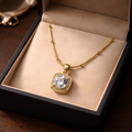 Aarvika CZ Crystal 22K Gold-Plated Crystal Square Pendant Necklace – front view