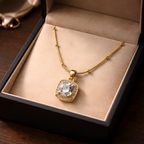 Aarvika CZ Crystal 22K Gold-Plated Crystal Square Pendant Necklace – front view