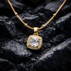 Aarvika CZ Crystal 22K Gold-Plated Crystal Square Pendant Necklace – model wearing
