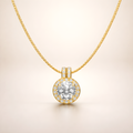 Aarvika CZ Crystal 22K Gold-Plated Crystal Halo Pendant Necklace – front view
