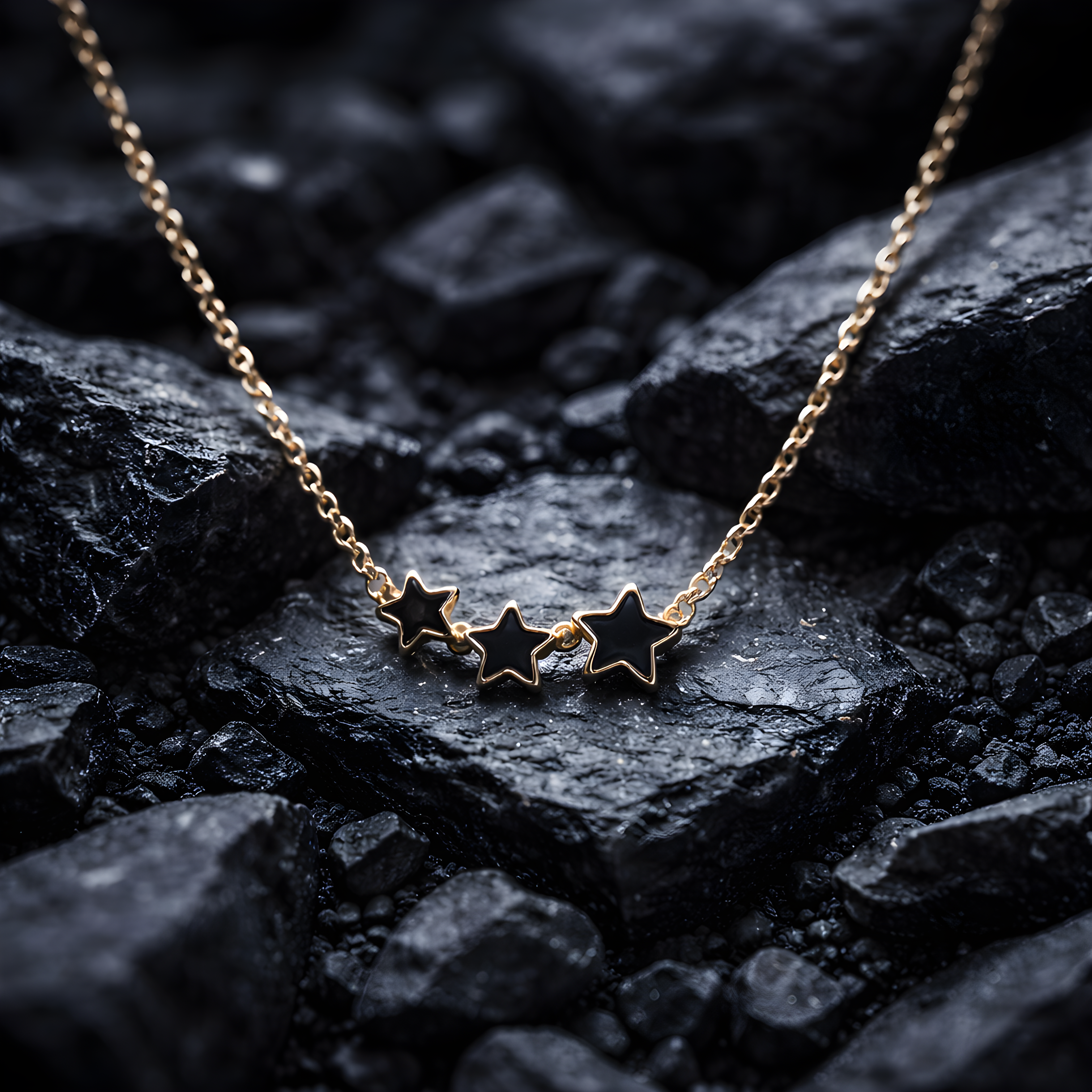 Aarvika 22K Gold-Plated Triple Star Pendant Necklace – flat lay