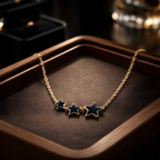 Aarvika 22K Gold-Plated Triple Star Pendant Necklace – close-up detail