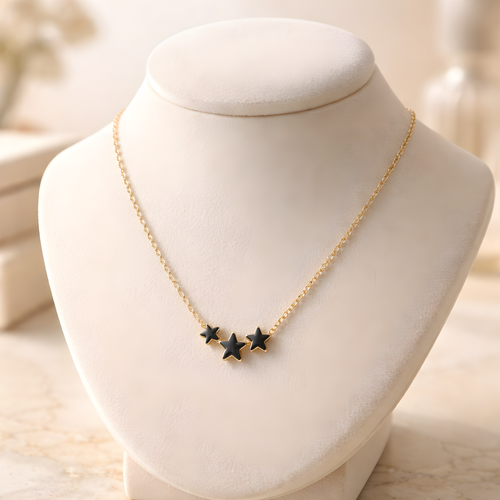 Aarvika 22K Gold-Plated Triple Star Pendant Necklace – front view