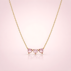 Aarvika 22K Gold-Plated Triple Pink Heart Necklace – side view