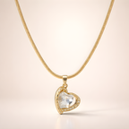 Aarvika CZ Crystal 22K Gold-Plated Crystal Heart Pendant Necklace – close-up detail