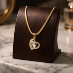 Aarvika CZ Crystal 22K Gold-Plated Crystal Heart Pendant Necklace – front view