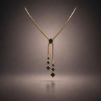 Aarvika 22K Gold-Plated Black Geometric Drop Pendant Necklace – side view