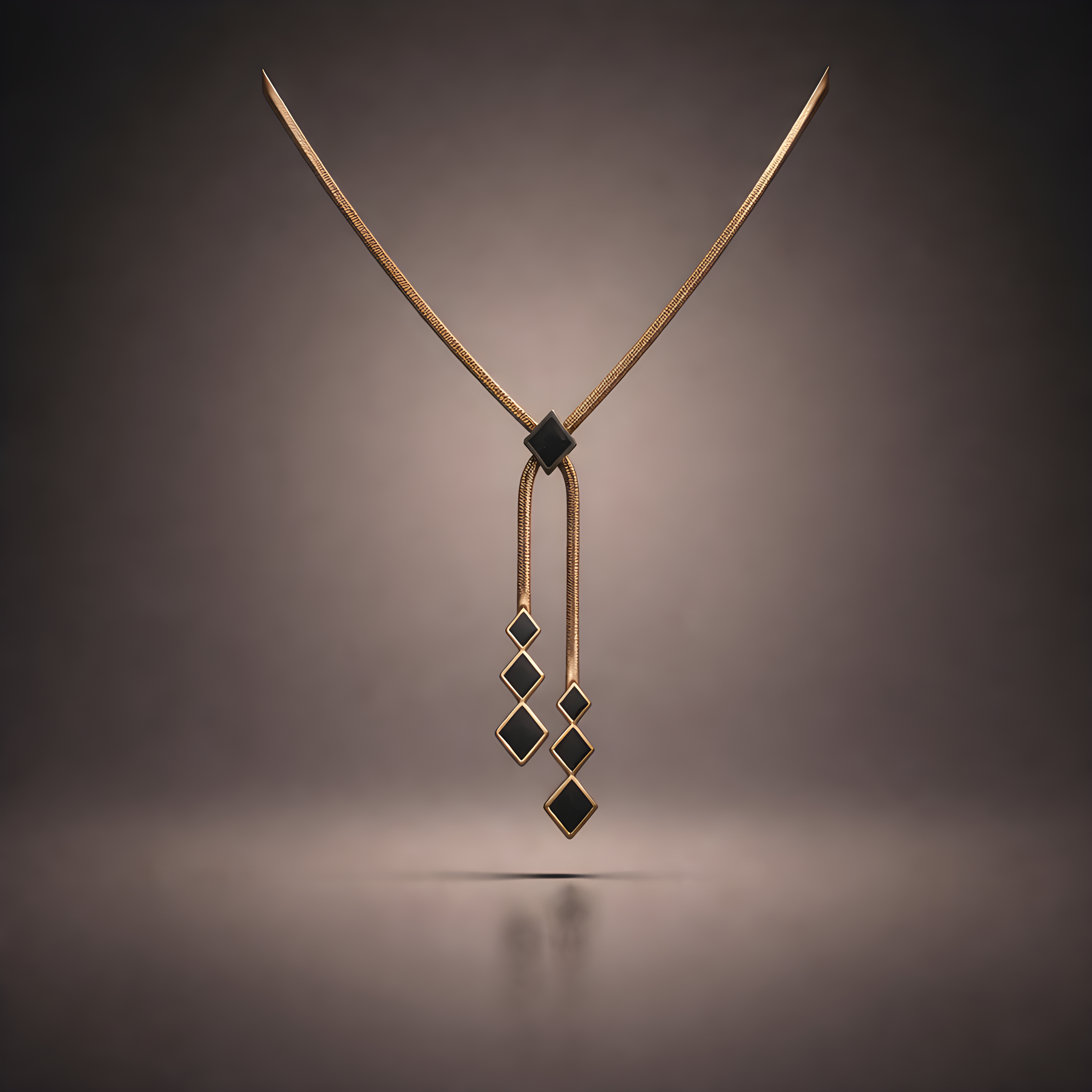 22K Gold-Plated Black Geometric Drop Pendant Necklace