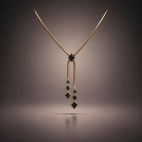 Aarvika 22K Gold-Plated Black Geometric Drop Pendant Necklace – side view