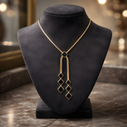 Aarvika 22K Gold-Plated Black Geometric Drop Pendant Necklace – close-up detail