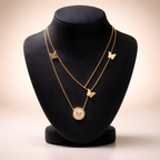 Aarvika 22K Gold-Plated Layered Butterfly Pendant Necklace – side view
