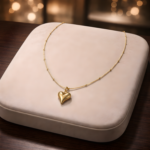 Aarvika 22K Gold-Plated Classic Heart Pendant Necklace – front view