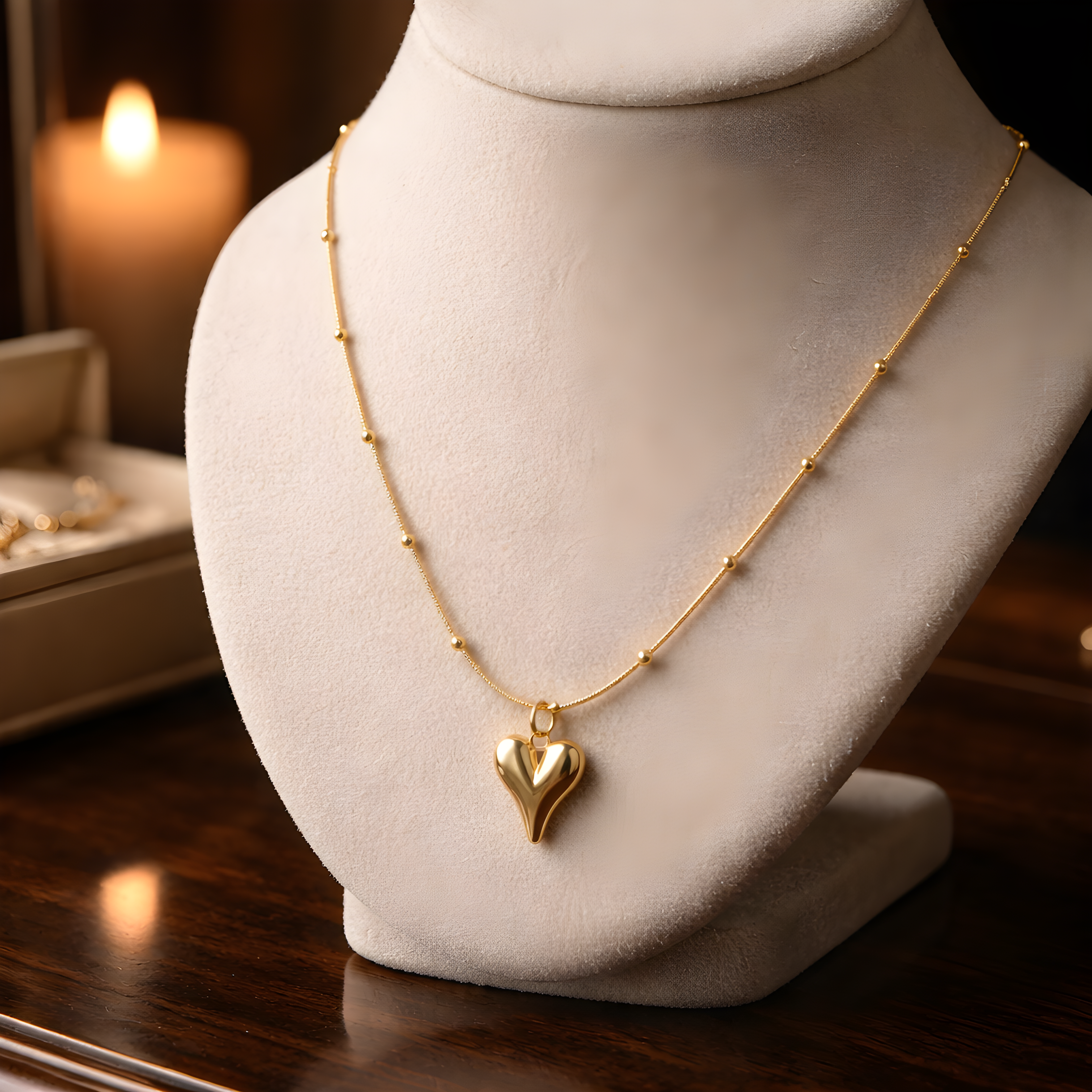 22K Gold-Plated Classic Heart Pendant Necklace